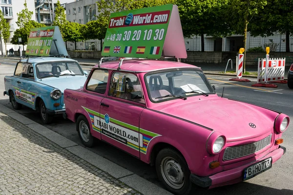 Классические Автомобили Trabant Прокат Апреля 2017 Года Берлине Германия Произведенный — стоковое фото