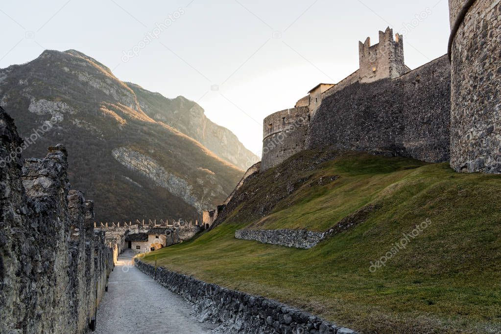 Part of the walls of the Beseno castle in Trentino, Italy
