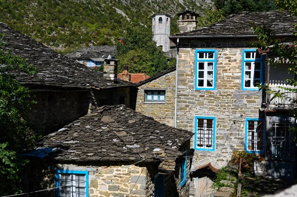 Antiguas Casas Piedra Tradicional Pueblo Tsepelovo Epiro Grecia — Foto de Stock