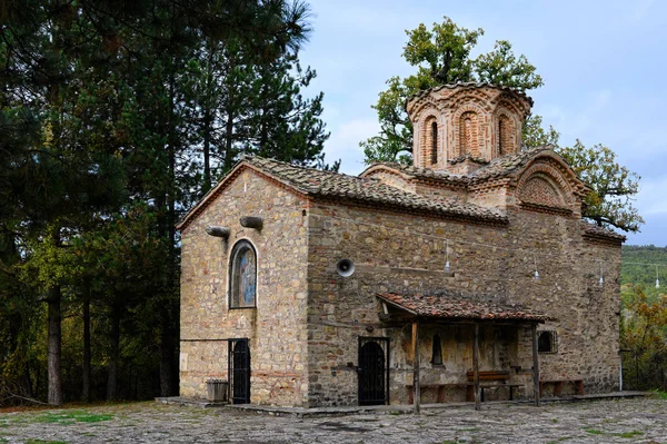 Vue Église Byzantine Dormition Vierge Zeugostasi Près Kastoria Dans Nord — Photo