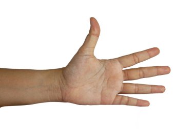 beyaz arka plan üzerinde adam el eylem yolu var