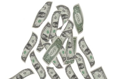 beyaz arkaplan üzerindeki banknotlara düşme yolu var