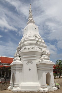 Surat Thani,Thailand-July 12,2014:The beautiful white pagoda in Wat Phra Borommathat Chaiya at thailand