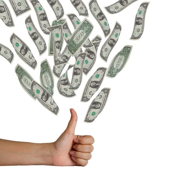 Beyaz Arka Planda Bir Dolar Parası Olan Erkeklerin Elleri — Stok fotoğraf