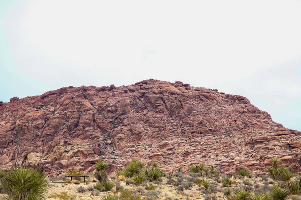 Vista Parque Nacional Cânion Rocha Vermelha Montanha Dia Foggy Nevada — Fotografia de Stock