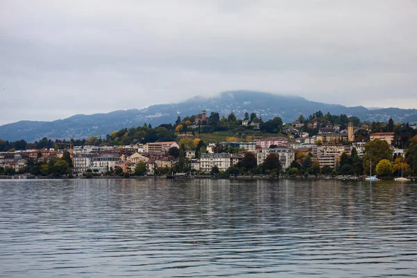 Montreux Suíça Outubro 2019 Paisagem Urbana Natureza Vista Para Lago — Fotografia de Stock