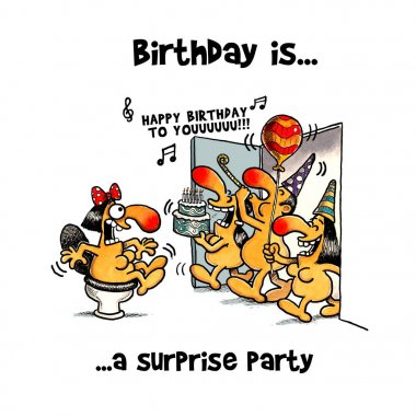 O içeride iken arkadaş Doğum günü pastası tuvalet için teslim