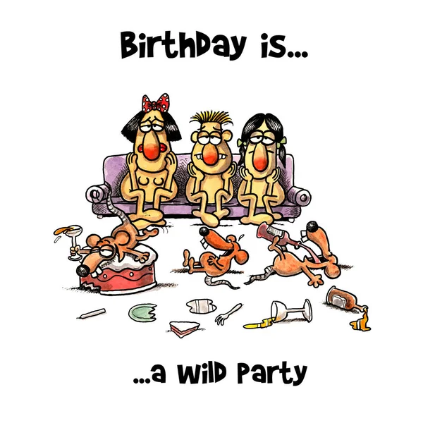 Konceptuální kreslený o oslavu narozenin — Stock fotografie