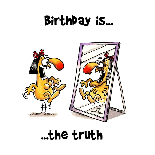 Sürpriz kadın hakkında kavramsal karikatür