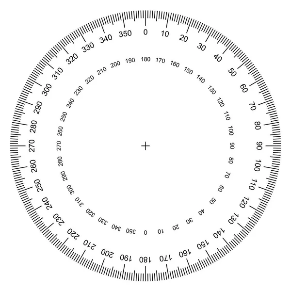 Protracteur vide - Taille réelle Graduation isolé sur le vecteur de fond — Image vectorielle