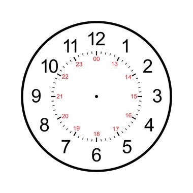 Saat yüzü boş beyaz arka plan üzerinde izole