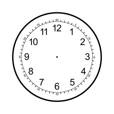Saat yüzü boş beyaz arka plan üzerinde izole