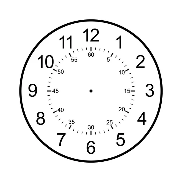 Horloge visage vide isolé sur fond blanc — Image vectorielle