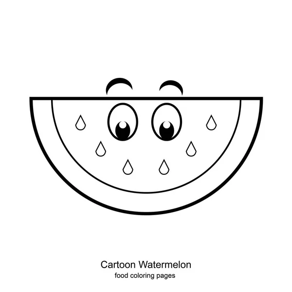 Cartoon watermeloen-voedsel kleuren pagina's vector — Stockvector