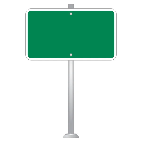 Verde Vetor de placa de sinal de estrada em branco — Vetor de Stock