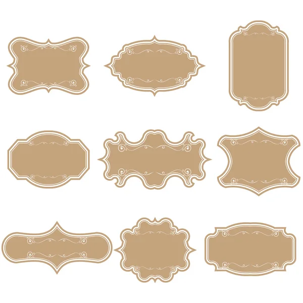 Set of blank vintage frames. Gift tags. Paper labels. Flat design. isolated vectors. — Stock Vector