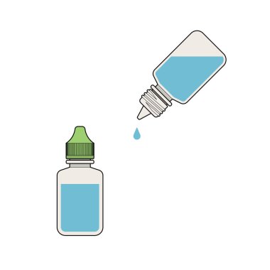 Göz damla şişe izole beyaz arka plan vektör