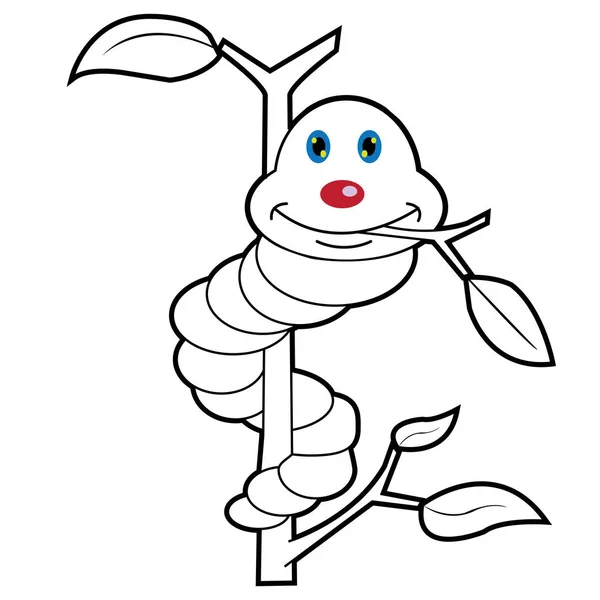 Larve ver dessin animé coloriage page pour toddle — Image vectorielle