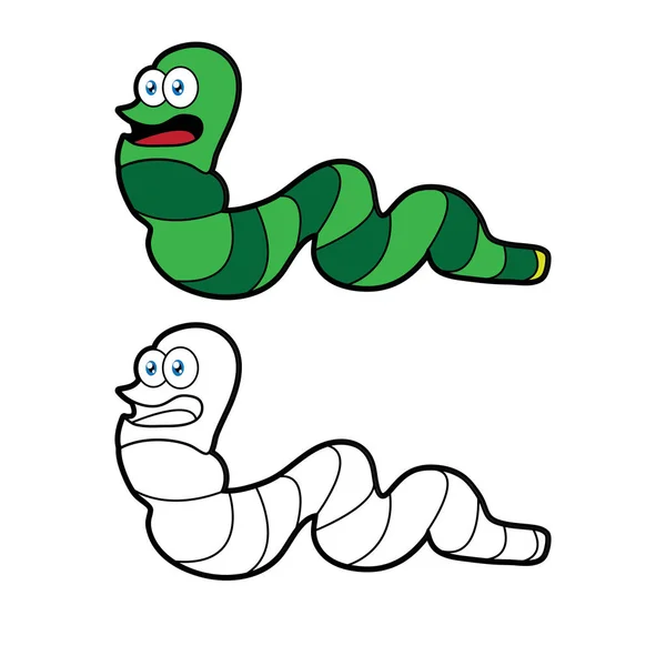 Larva gusano de dibujos animados para colorear página para toddle — Archivo Imágenes Vectoriales