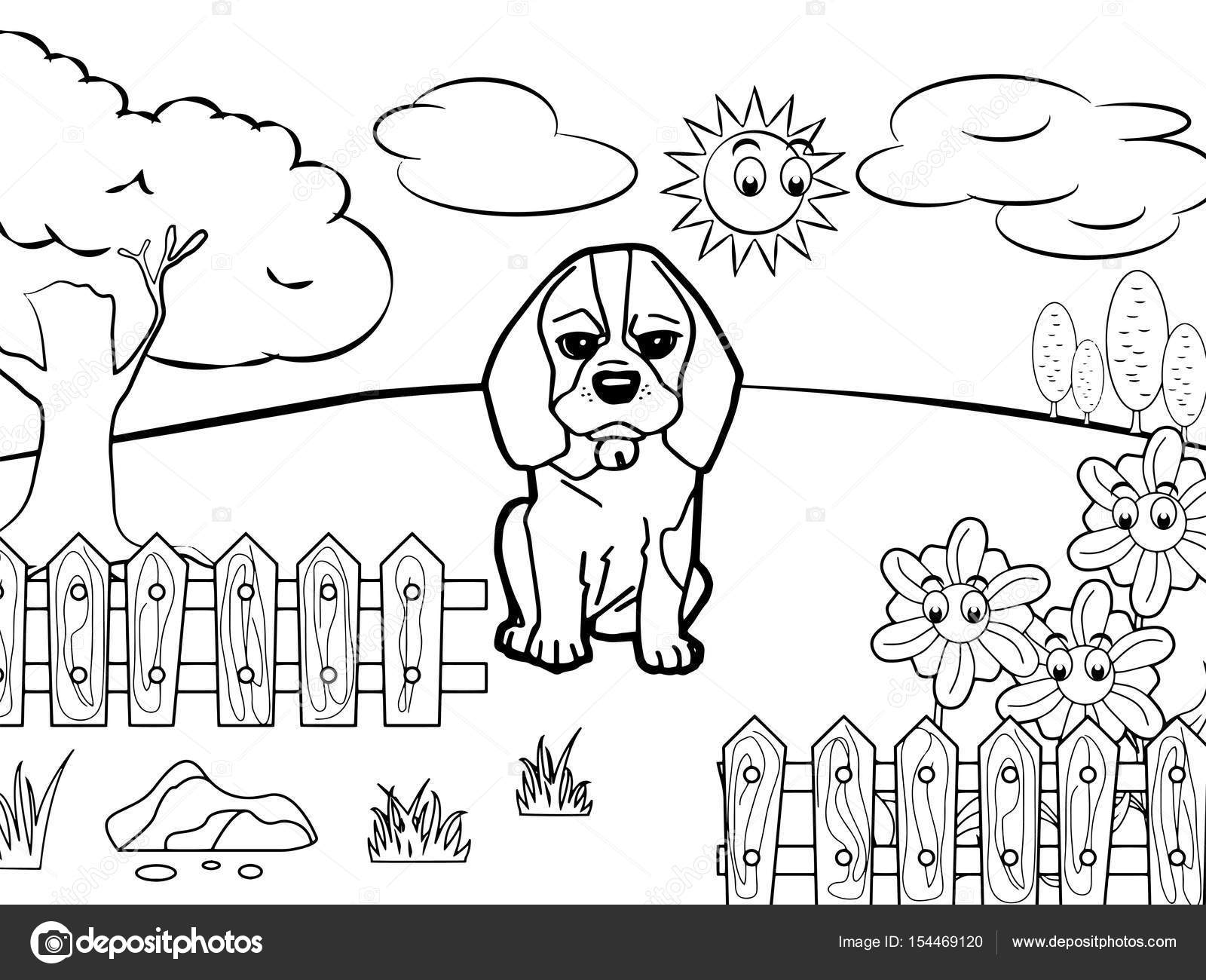 Immagine del fumetto del cane vettore del libro da colorare — Vettoriali di attaphongw