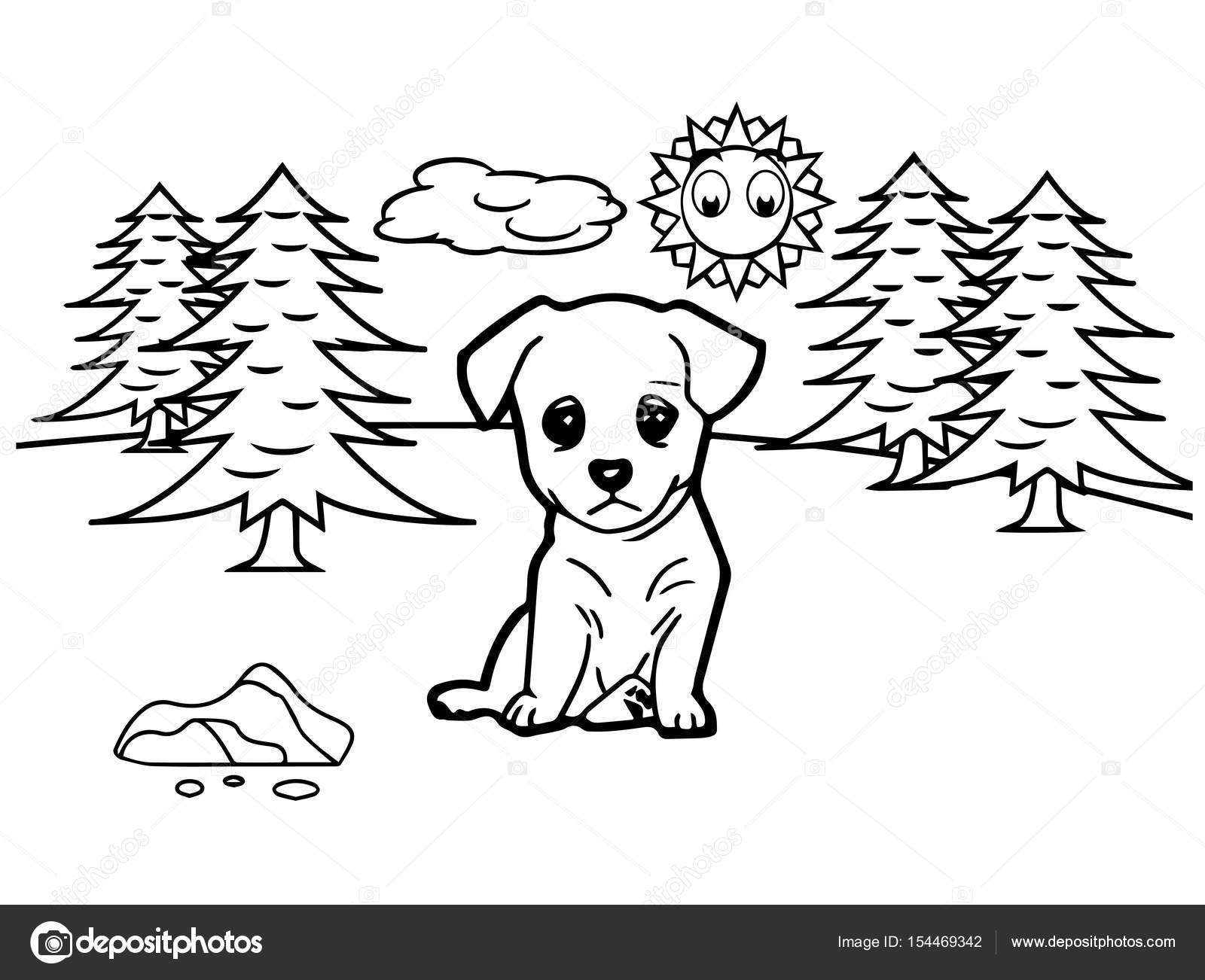 Immagine del fumetto del cane vettore del libro da colorare — Vettoriali di attaphongw
