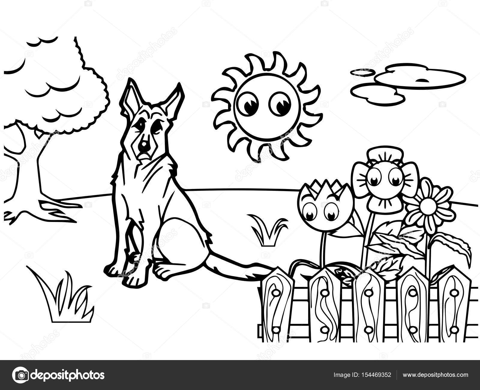 Immagine del fumetto del cane vettore del libro da colorare — Vettoriali di attaphongw