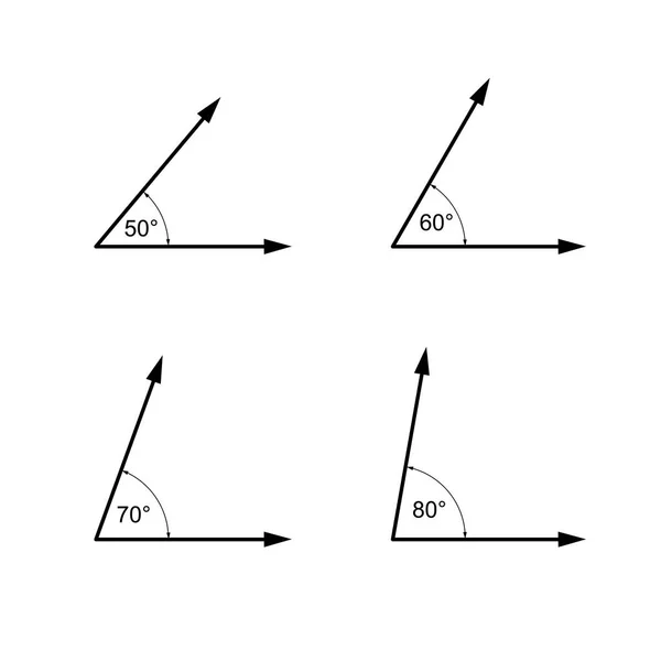 Ângulos em graus, símbolos de sinais matemáticos de geometria —  Vetores de Stock