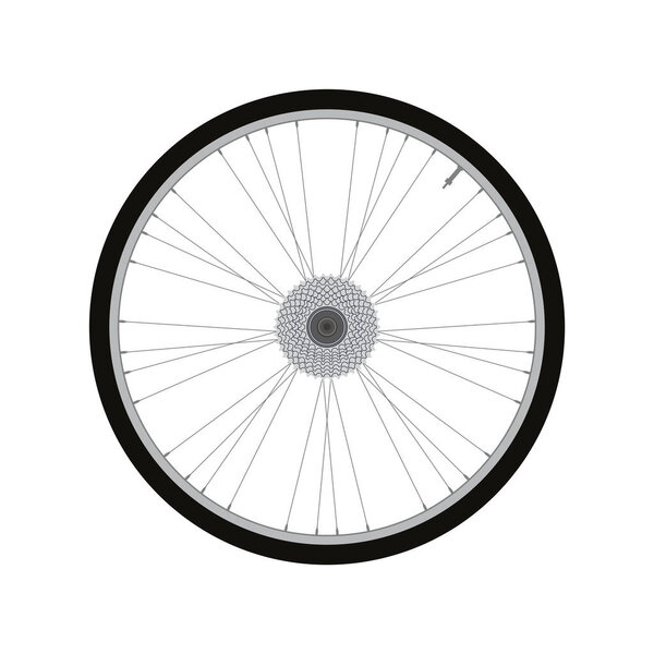 bicycle wheel rear wheel with gear vector