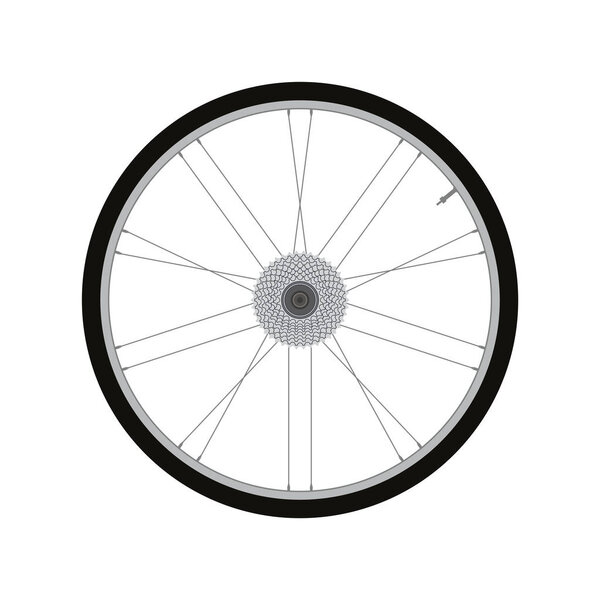 bicycle wheel rear wheel with gear vector