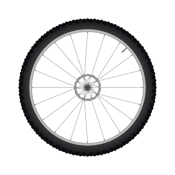 Rueda delantera de bicicleta con vector de freno de disco — Vector de stock
