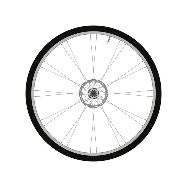 Roda dianteira de bicicleta com vetor de freio de disco — Vetor de Stock