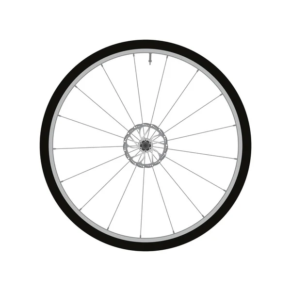 Roda dianteira de bicicleta com vetor de freio de disco — Vetor de Stock
