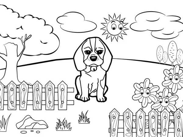 Σκύλος γελοιογραφία χρωματίζοντας βιβλίο διάνυσμα — Διανυσματικό Αρχείο