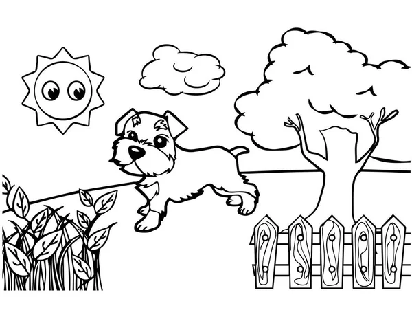 Desenhos animados do cão Colorir vetor livro — Vetor de Stock