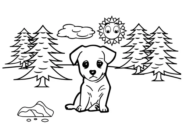 Hond cartoon Coloring boek vector — Stockvector