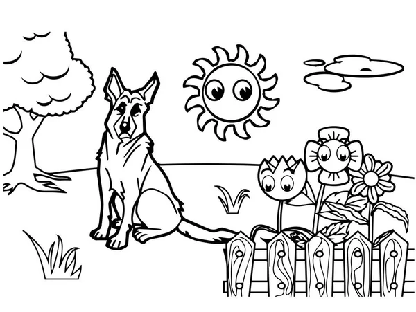 Perro de dibujos animados para colorear libro vector — Archivo Imágenes Vectoriales