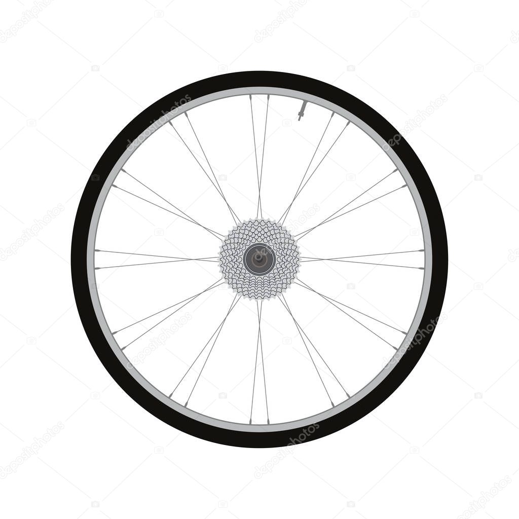 bicycle wheel rear wheel with gear vector