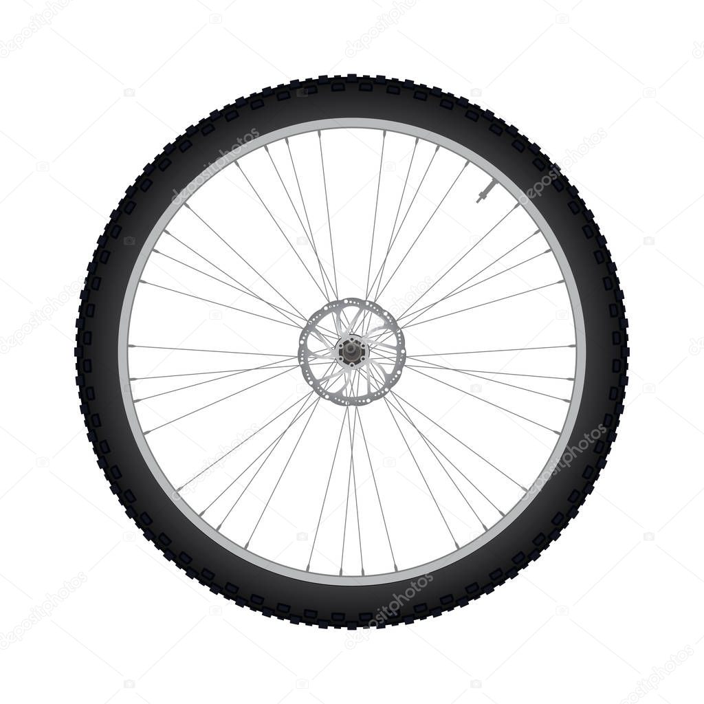 Image of Bicycle Front Wheel with Disc Brake vector