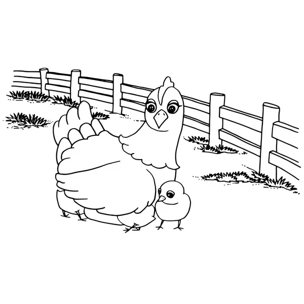Dibujos animados pollo para colorear página vector — Archivo Imágenes Vectoriales