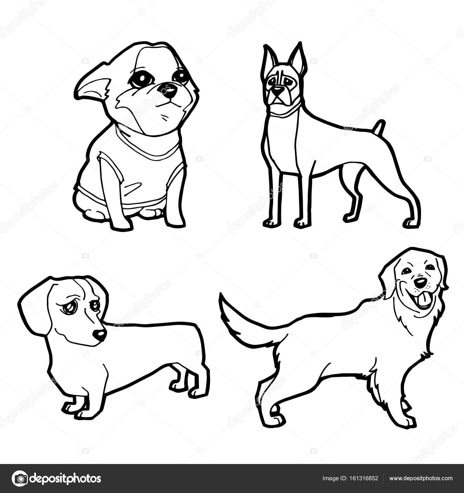Jeu de chien mignon dessin animé vecteur page à colorier ...