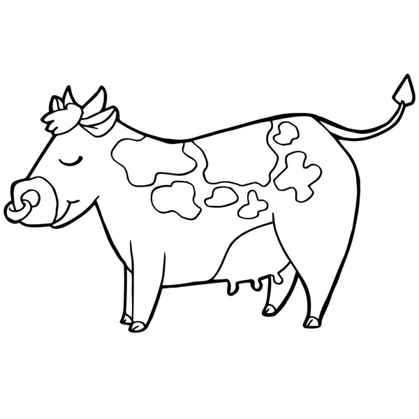 Dessin animé mignon bétail ou vache coloriage vecteur . — Image vectorielle