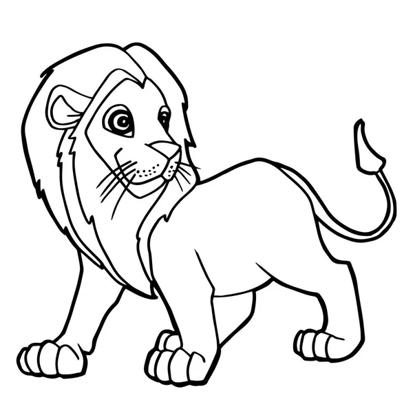 漫画かわいいライオンの着色のページのベクトル — ストックベクタ