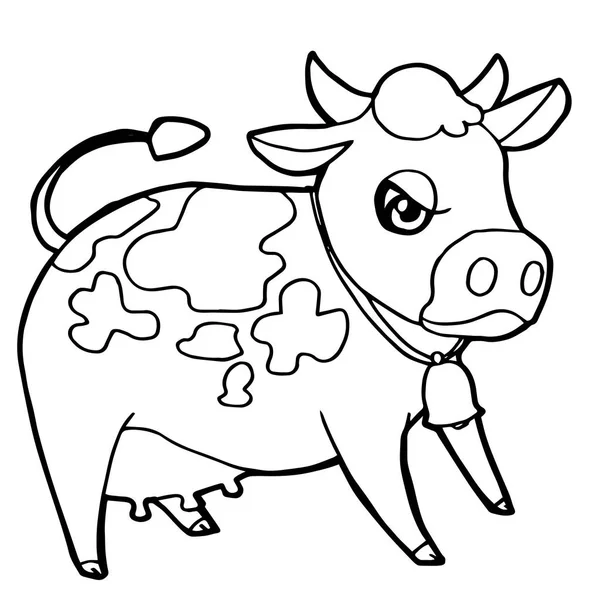 Мультфильм милый крупный рогатый скот или корова окрашивания вектор страницы . — стоковый вектор