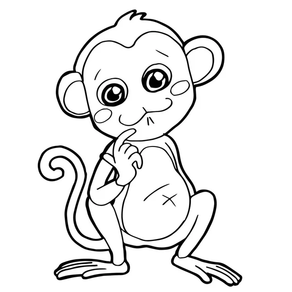 Desenho animado bonito macaco colorir página vetor . —  Vetores de Stock