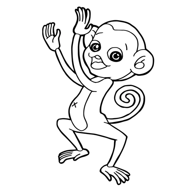 Desenho animado bonito macaco colorir página vetor . — Vetor de Stock