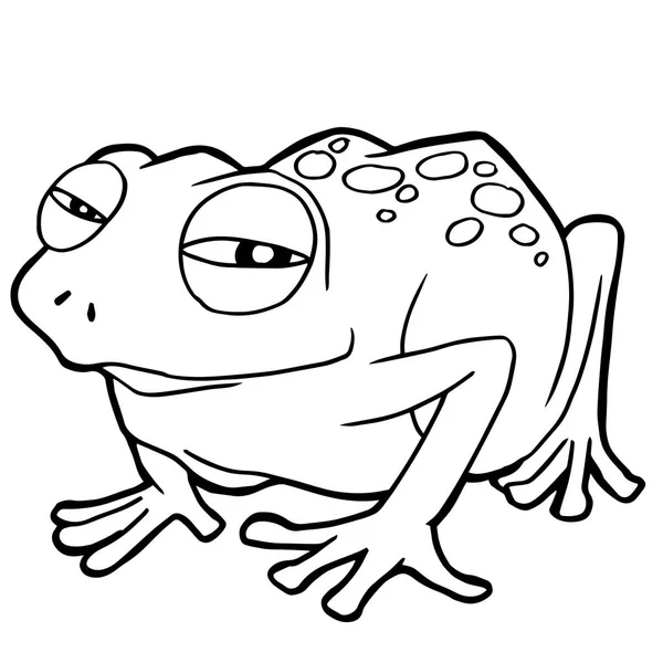Çizgi film sevimli kurbağa sayfa vektör boyama — Stok Vektör