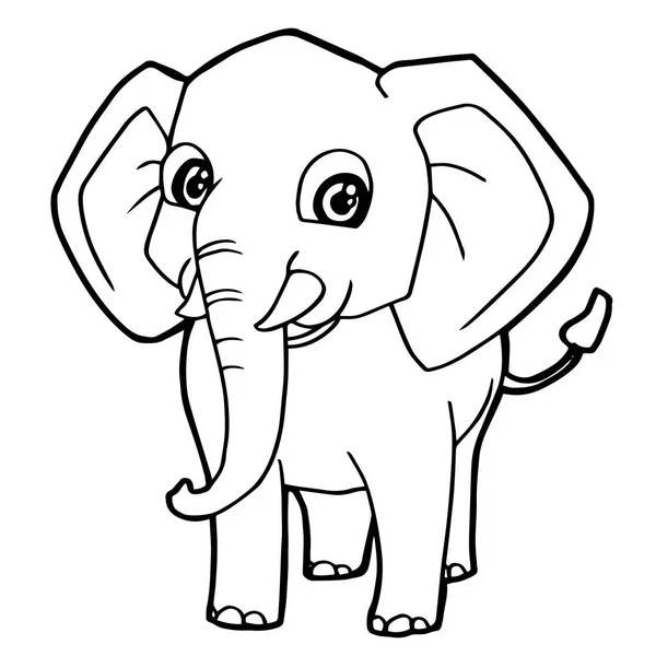 Cartoon cute elephant coloring page vector — Stock Vector