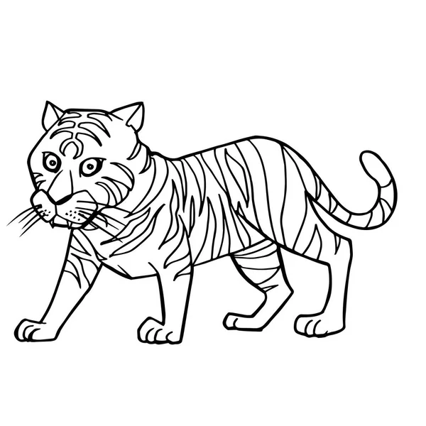 Cartoon cute tiger coloring page vector — Stock Vector