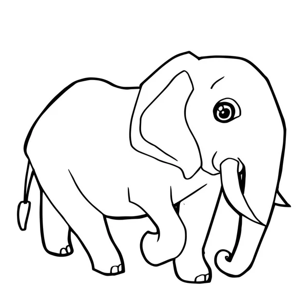 Cartoon cute elephant coloring page vector. — Stock Vector