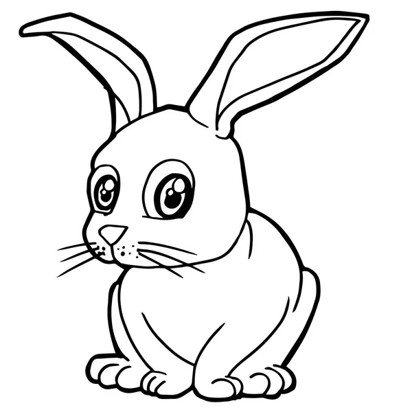 Dibujos animados lindo conejo para colorear página vector — Vector de stock